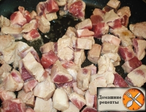 Мясо в горочках с картофелем и грибами
