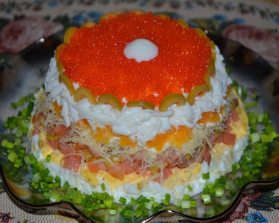 САЛАТ НА НОВЫЙ ГОД С КРАСНОЙ РЫБОЙ И АПЕЛЬСИНОМ