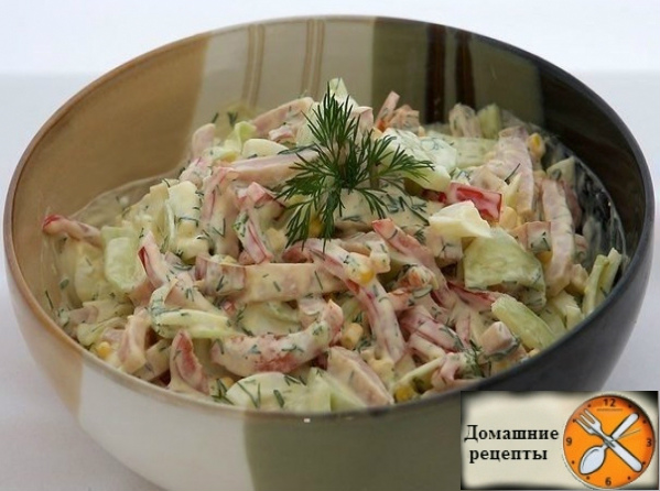 Салат с яйцом и ветчиной