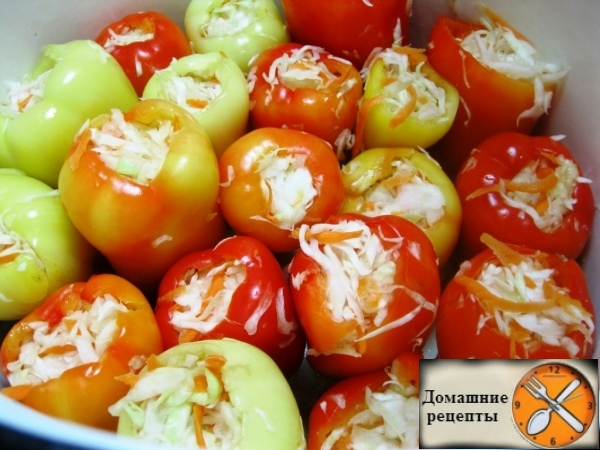 Перец, фаршированный капустой на зиму